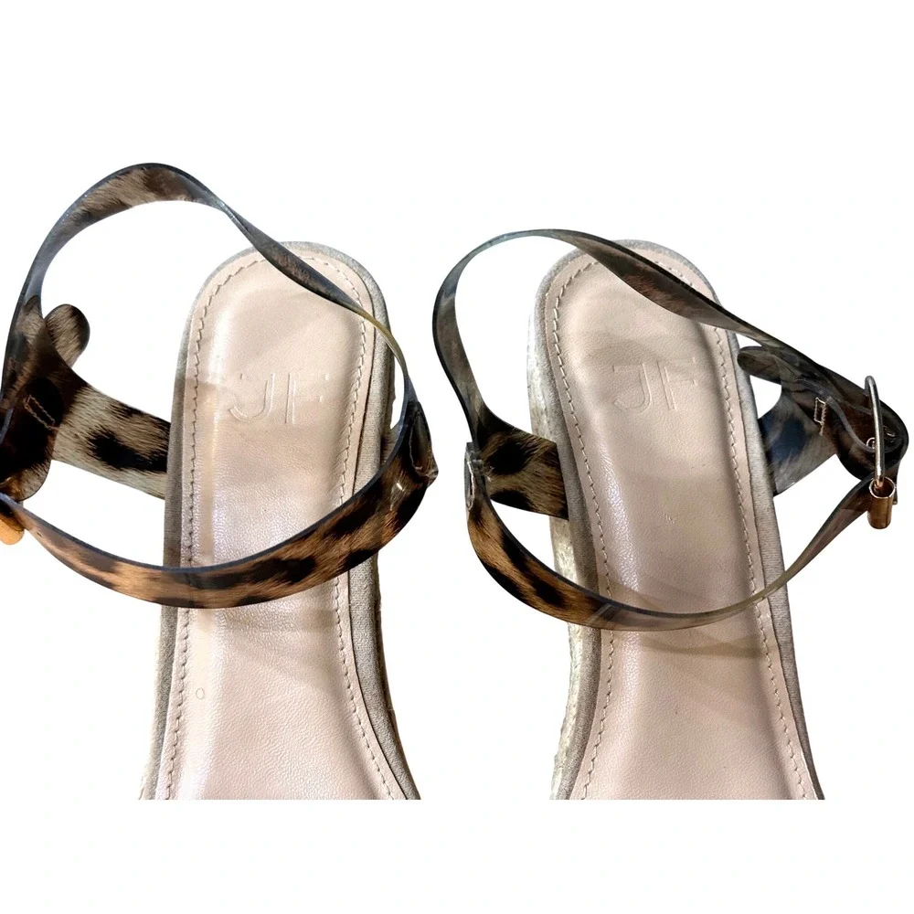 Justfab Karyssa Leaopard Print Strappy Women's Wedges‎ with Ankle Strap Size 6.5